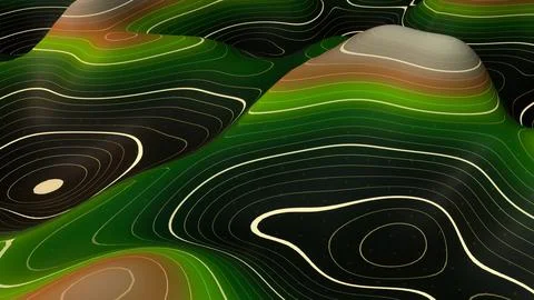 Golden contour texture on green undulating terrain 스톡 일러스트