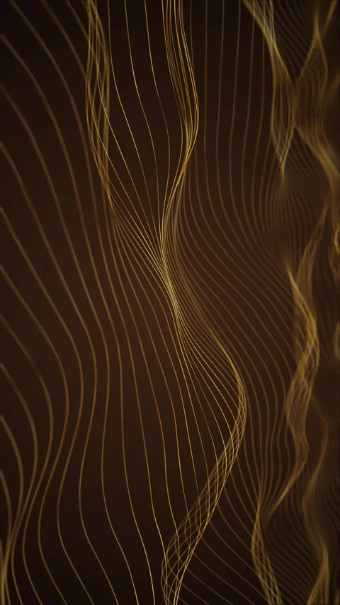 Golden contour waves technology visual layered terrain lines, flowing mesh patte Stock Footage 340457022