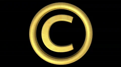 Golden Copyright symbol Loop Video stock 307203