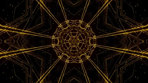 Golden Core Geometry – Abstract Metallic VJ Loop | 4K Seamless Visual Stock Footage 327216597