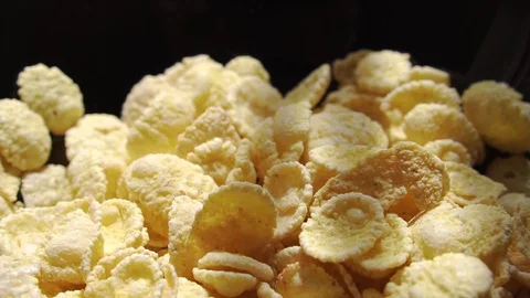 Golden corn flakes close up. Stock Footage 129234866