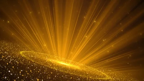 Golden cosmic light burst background glowing particle ring, bright rays, dramati Stock Footage 340412982