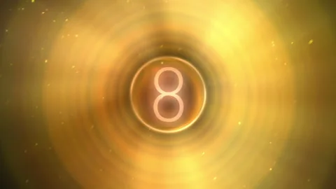 Golden Count Up Ring Centered In Abstract Light Particles Video stock 318797037