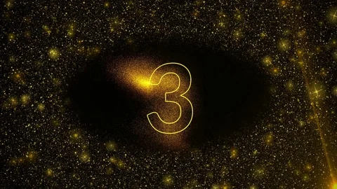 Golden countdown with bright optical flares and shining particles Stock Footage 129242546