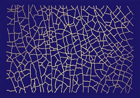 Golden cracked texture pattern on dark blue background イラスト素材
