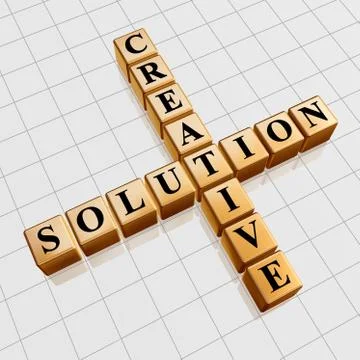 Golden creative solution like crossword Stock Illustration