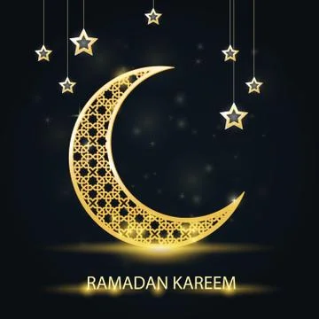 Golden crescent with arabic pattern - Ramadan Kareem sparkling symbol 스톡 일러스트