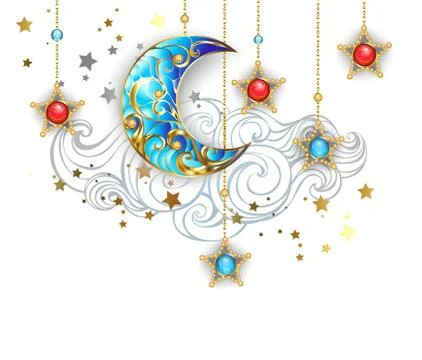 Golden crescent moon Stock Illustration