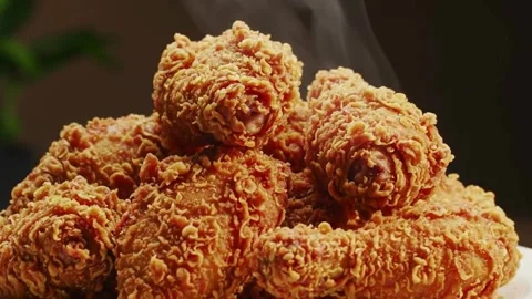 Golden Crispy Fried Chicken Serving Cinematic Video for Restaurant Menus and Foo Stock Footage 326355216