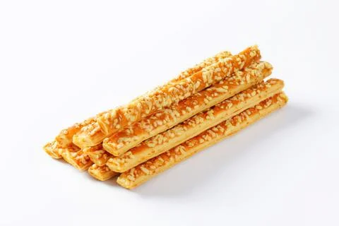 Golden crispy snack crackers stack Stock Photos