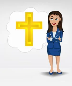 Golden cross in bubble idea concept of woman in suit vector illustration Illustrazione stock