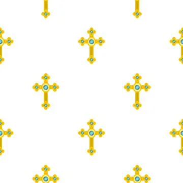 Golden cross with diamonds pattern seamless Stock Illustration