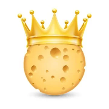 Golden crown on cheese Stock Illustration