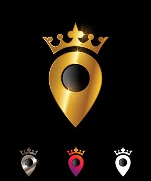 Golden Crown Location MAP point marker Sign Stock Illustration