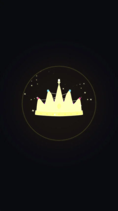 Golden crown loop animation in dark background Stock Footage 346647047