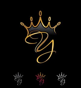 Golden Crown Monogram Initial Letter Y Stock Illustration