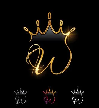 Golden Crown Monogram Initial Letter W Stock Illustration