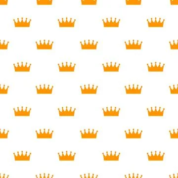 Golden crown pattern repeating on white background Illustrazione stock
