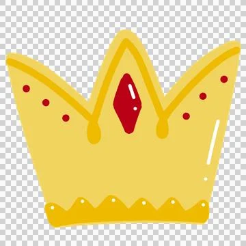 Golden crown with ruby, princess and prince attire Stock Illustration