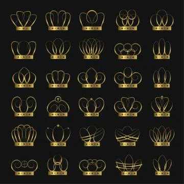 Golden crown set Stock Illustration