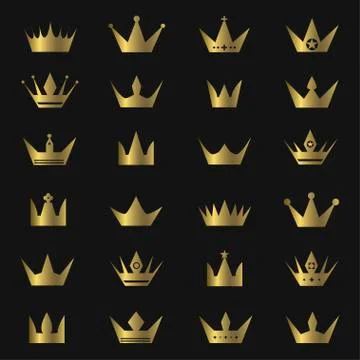Golden crown set Stock Illustration