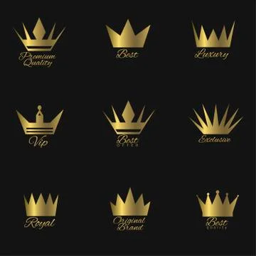 Golden Crown set Stock Illustration