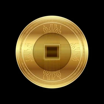 Golden crypto currency, vector Illustrazione stock