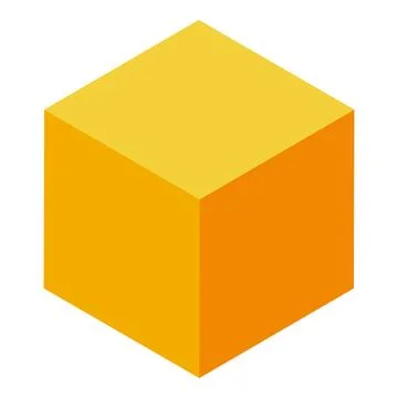 Golden cube icon isometric vector. Brick game piece Stock Illustration