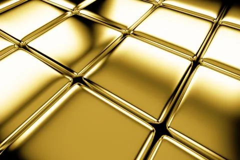 Golden cubes flooring diagonal view Stock Illustration