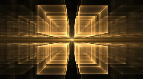 Golden Cubes Rotating in Perspective Stock-Footage 58145532