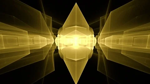 Golden Cubes Rotating in Perspective Stock-Footage 84787569