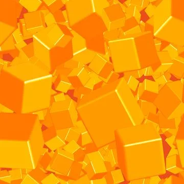 Golden Cubes Seamless Pattern, 3D Illustration Stock-Illustration