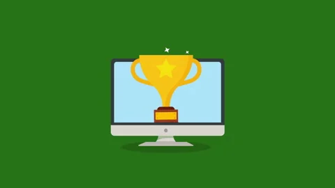 Golden cup on desktop screen Stock Footage 172229772