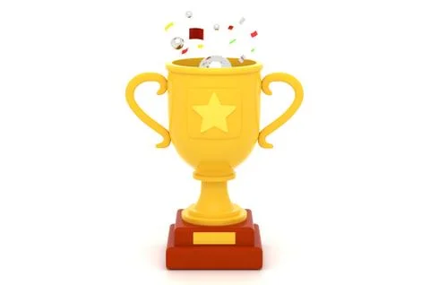 Golden cup with glitter 3d render illustration Stock Illustration