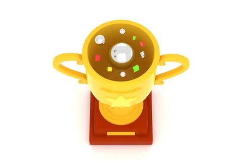 Golden cup with glitter 3d render illustration Stock Illustration