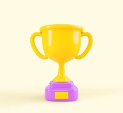 Golden cup icon 3d render. Rank trophy, winner award for first place in game Stock Illustration
