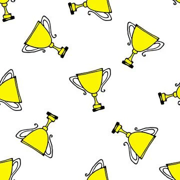 Golden cup pattern. seamless pattern in the form of a yellow cup in the style of Stock Illustration