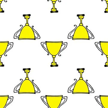 Golden cup pattern. seamless pattern in the form of a yellow cup in the style of Stock Illustration