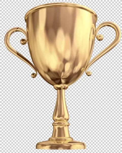 Golden Cup with transparent (alpha) background Stock Footage 234344333