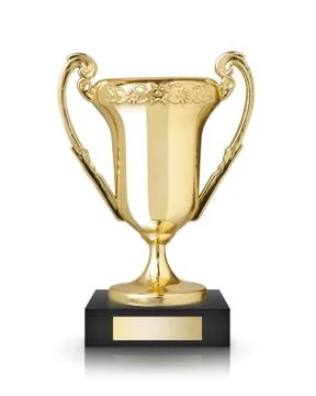Golden cup trophy isolated on white background Stock Photos