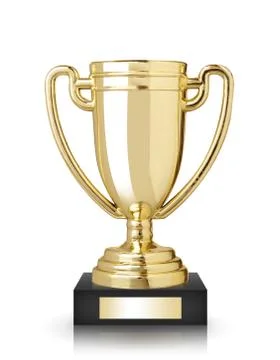 Golden cup trophy isolated on white background Stockfoto's