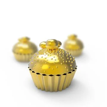 Golden cupcake Stock Illustration