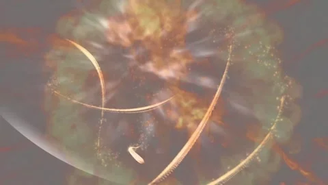 Golden curved lines with particles on gray background Video stock 337997980