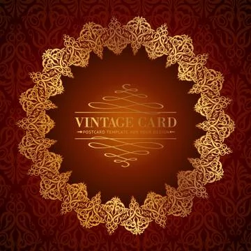 Golden damask circle. Stock Illustration