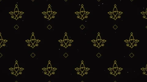 Golden Damask Pattern Halloween Background on Black Stock Footage 345640269