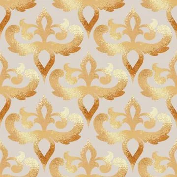 Golden damask pattern. Seamless vector background with ornament. Imitation of 스톡 일러스트