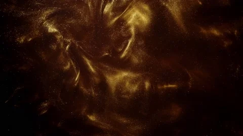 Golden Dance. Cernil Particles Move in Beautiful Patterns in Liquid Gold Stock Footage 236377160