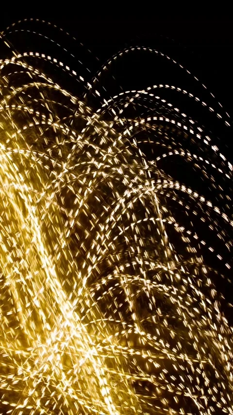 Golden dashed lines of lights on black background Stock Footage 301981325