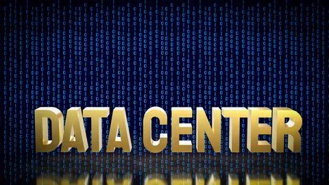 Golden Data Center Technology 3d render. Illustrazione stock