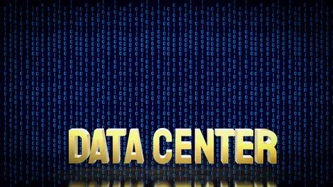 Golden Data Center Technology 3d render. Stock Illustration
